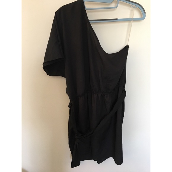 Charming Charlie Black One Shoulder Dress w Ruffle - Picture 3 of 4
